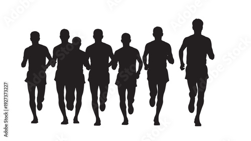 Runners Silhouettes in Dynamic Motion with High Contrast Lighting on for Fitness Advertising Transparent Background