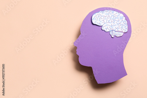 Paper human head with brain...