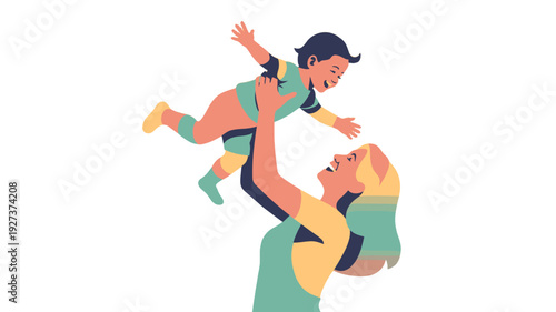 A tender moment shared between a mother and her child. 