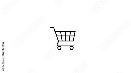A simple shopping cart illustration on a plain background viewed from the side
