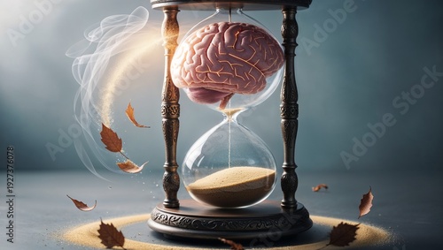 An hourglass creatively incorporating a brain to depict insight.