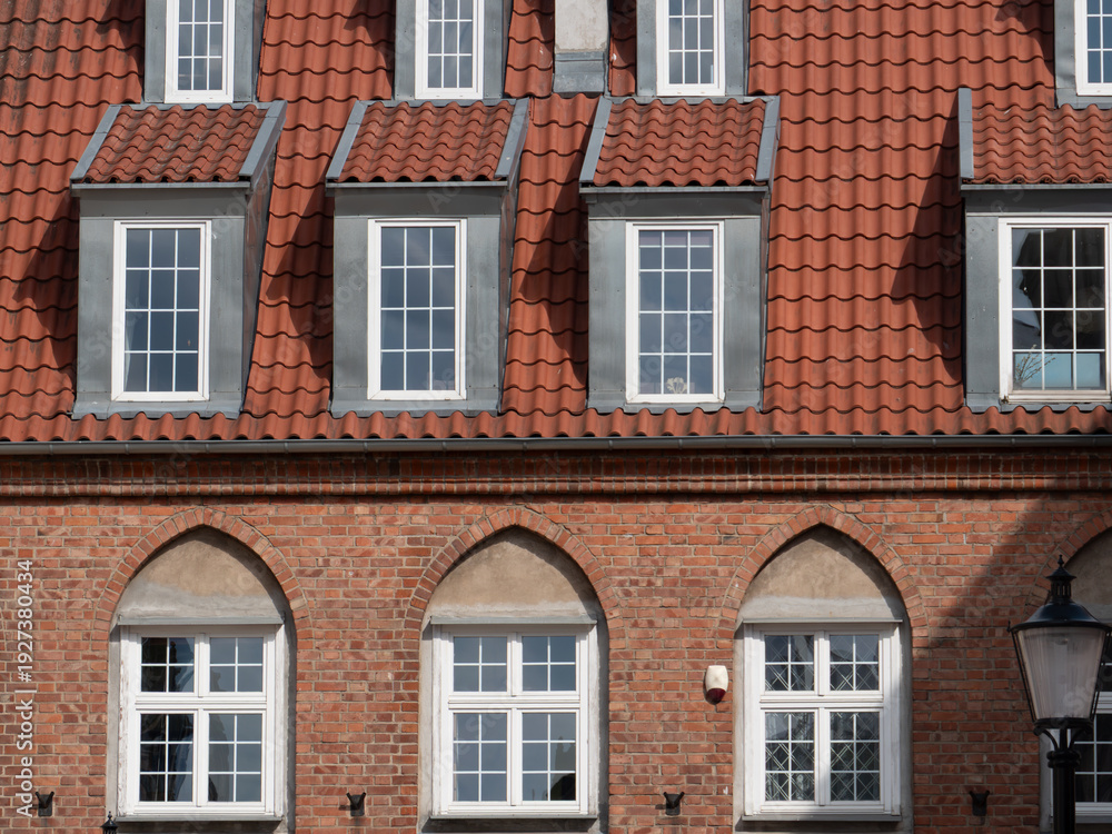 Fototapeta premium Historic Architecture in Danzig with Red Roofs