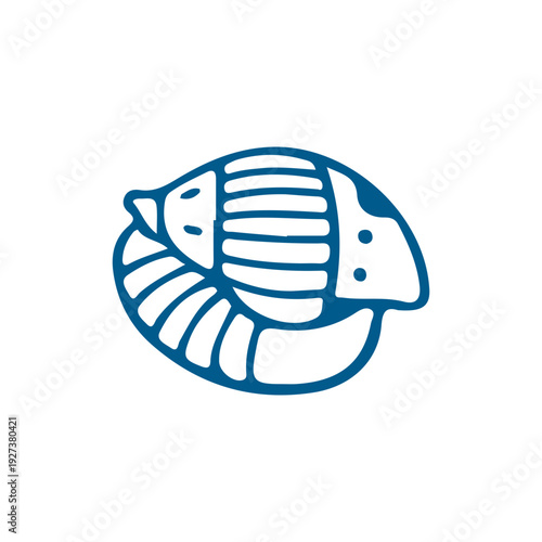 Blue Seashell Icon Outline