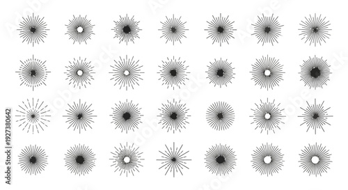 Sunbursts, Starbursts, Rays, Explosions, Radiating Lines - Vintage Graphic Elements Collection
