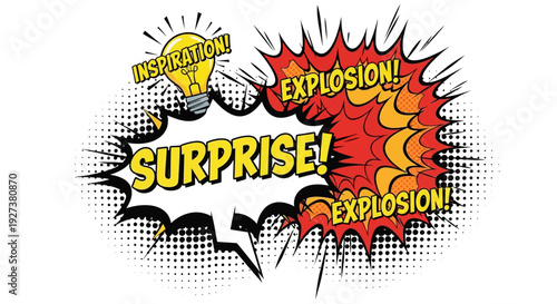 Surprise Explosion Comic Book Style - Inspiration Light Bulb