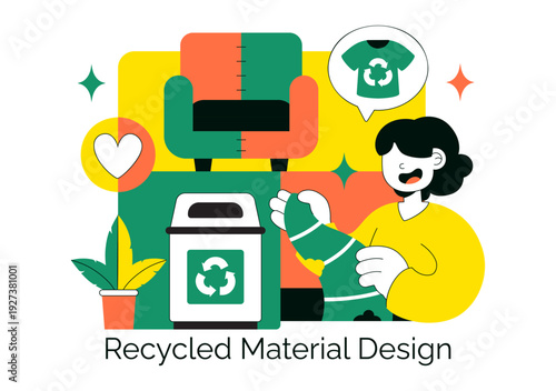 Eco Friendly Recycled Material Design Vector Illustration Featuring Circular Economy Concepts And Sustainability Icons in Flat Background