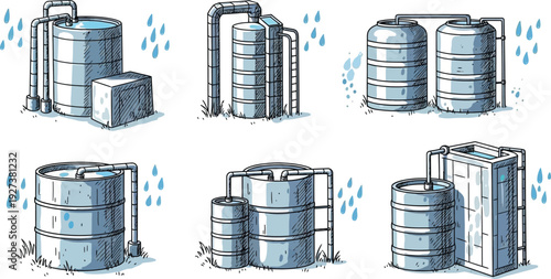 Collection of various water storage tank designs for rainwater harvesting