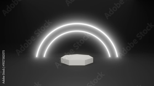 White Neon Light Product Background, Black Color, 4K Video Looping