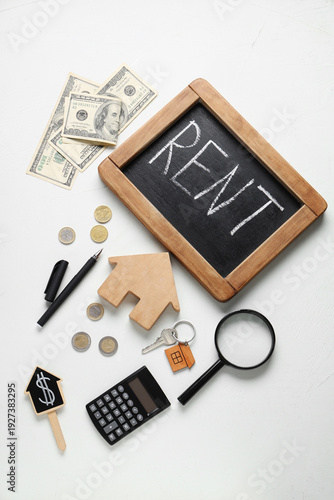 Toy house with money, calcu...