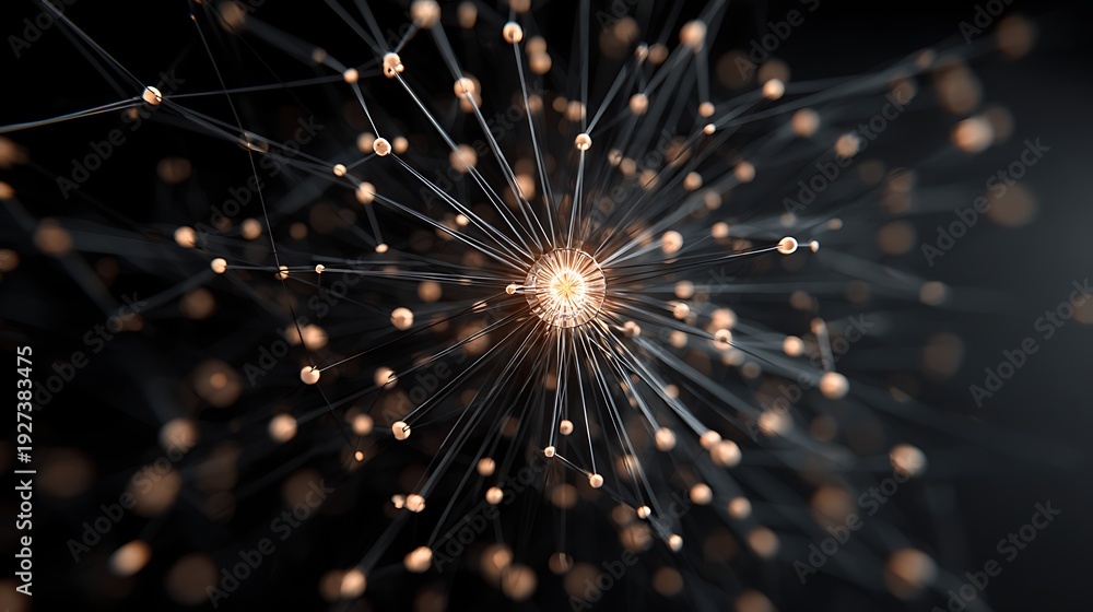 Fototapeta premium central core connected to multiple nodes, brand influence network concept
