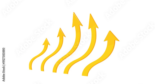 Yellow Arrows Pointing Upward, Symbolizing Growth, Success, and Progress