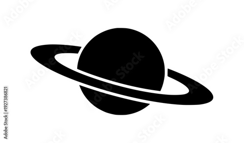 Saturn planet ring silhouette vector bold black astronomy icon isolated illustration