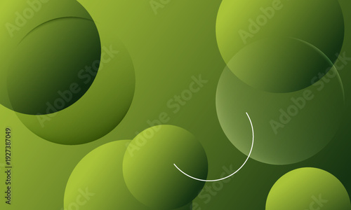 Abstract fluid circle green elements with geometric shapes. Minimal geometric background. Dynamic abstract composition Vector illustration. Fit for Card, flyer, Banner, header, cover, wallpaper