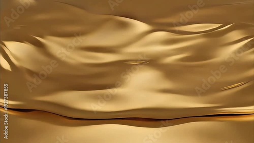 Abstract Golden Liquid Texture with Smooth, Reflective Waves and Luxurious Shimmering Surface, Evoking Elegance and Fluid Dynamics