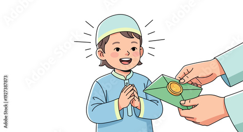 Young Buddhist Monk Receiving Money Donation.