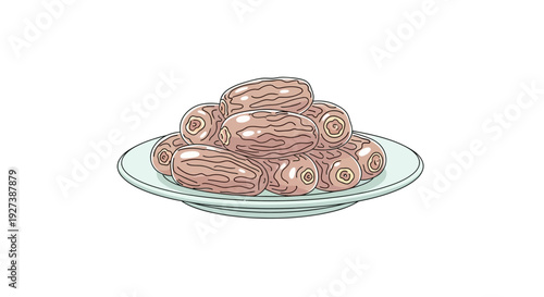 Illustration of Sausages on a Plate.