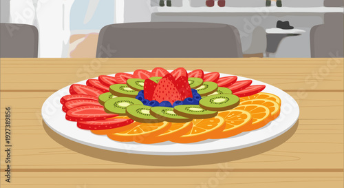 Fresh Fruit Platter with Variety of Fruits.