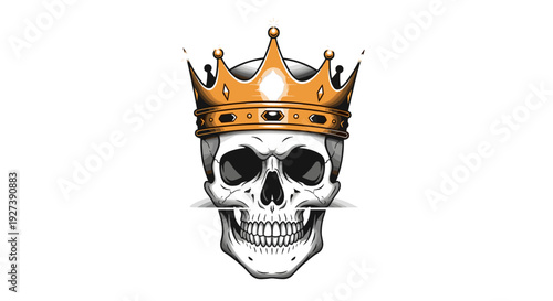 Skull Wearing Golden Crown Illustration.