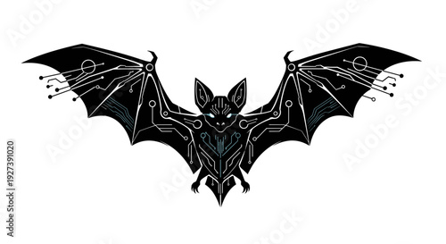 Black Bat Silhouette with Intricate Details.