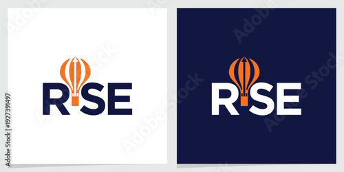RISE Wordmark Logo with Floating Hot Air Balloon Letter I