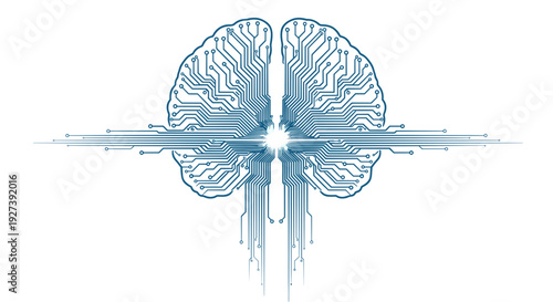 Human Brain Anatomy Illustration in Blue.