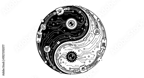 Intricate Mechanical Clockwork Mechanism in Yin Yang.