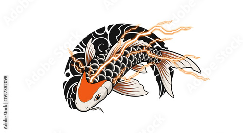 Koi Fish Illustration with Vibrant Colors.