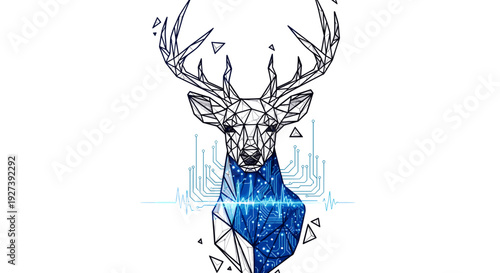 Stylized Deer Head with Geometric Patterns.