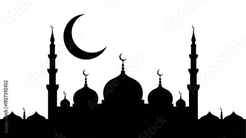 Black mosque silhouette vector