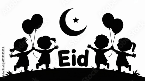 Eid celebration vector silhouette