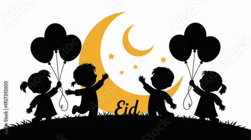 Eid celebration silhouette icon