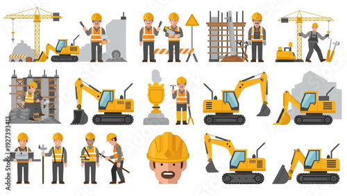 Construction Workers and Heavy Machinery Toys.