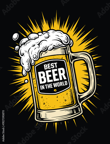 illustration of beer mug with beer