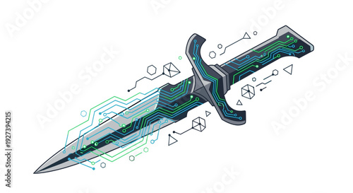 Detailed Technical Illustration of a Dagger.