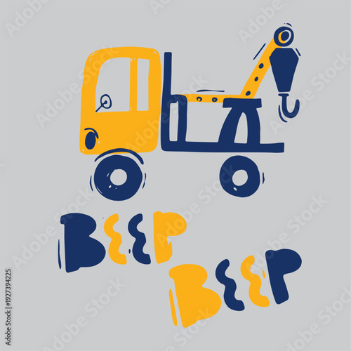 Towing car doodle illustration hand drawn graphic vector