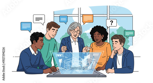 Diverse Group of People Discussing Project.