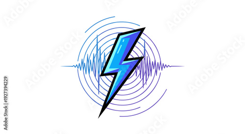 Electric Blue Lightning Bolt Icon Design.
