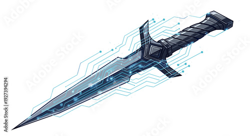 Futuristic Sword with Advanced Technology Features.