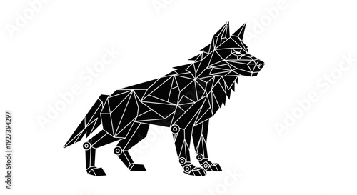 Geometric Wolf Illustration with Polygon Shapes.