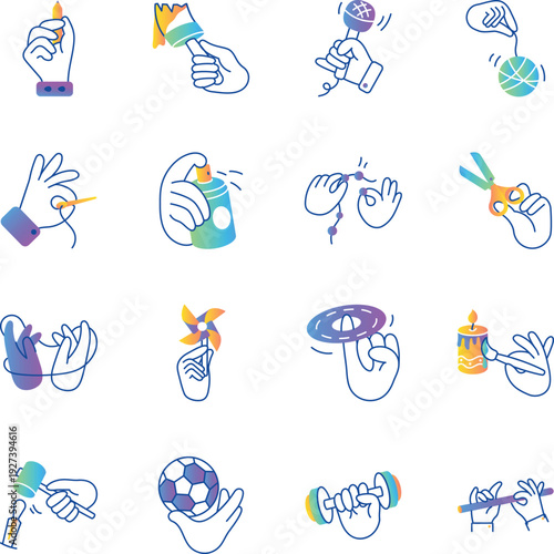 Collection of Creativity Hand Drawn Style Icons 