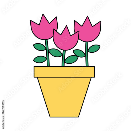 flower in pot of vector