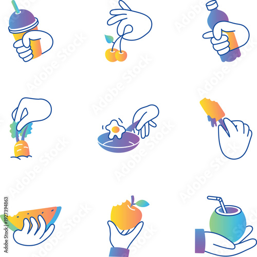 Pack of Food Doodle Style Icons 
