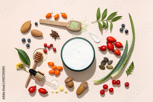 Composition with jar of nat...