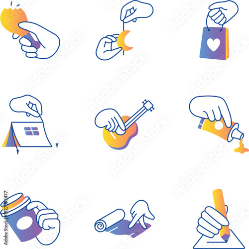 Pack of Everyday Activities Doodle Style Icons 