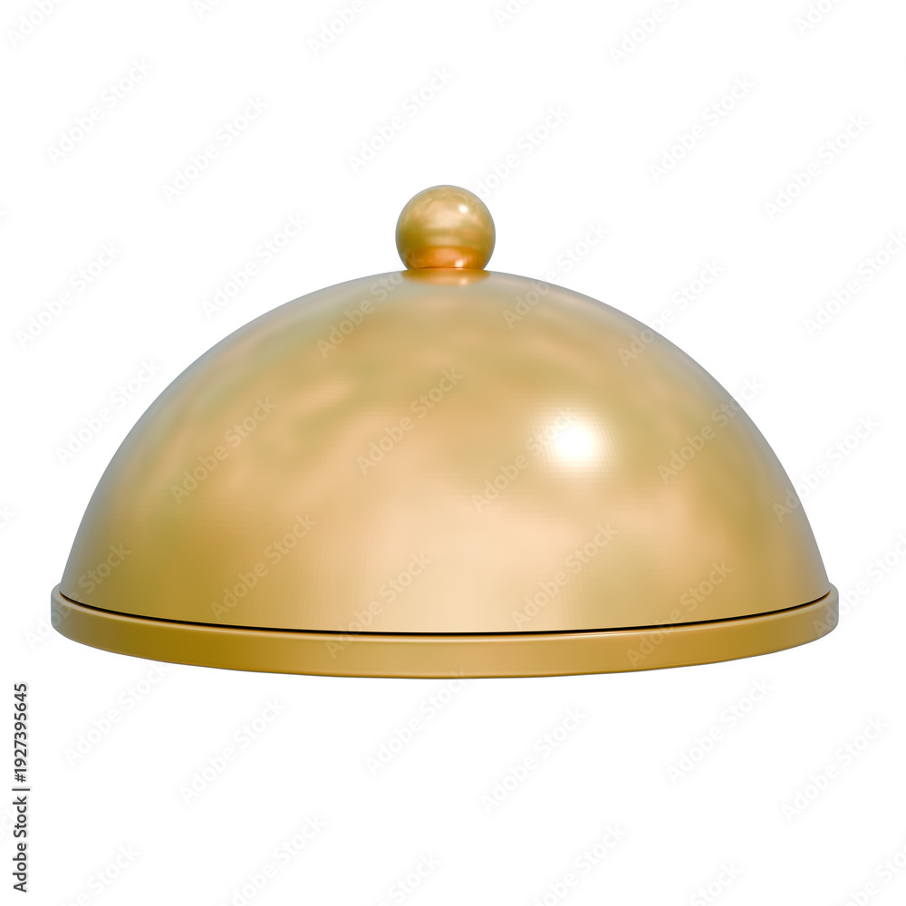 Fototapeta premium a highly detailed, gold-plated, ornate, spherical serving dish with a dome cover, intricate engravings and detailing, glossy and reflective surface, highly realistic and photorealistic 
