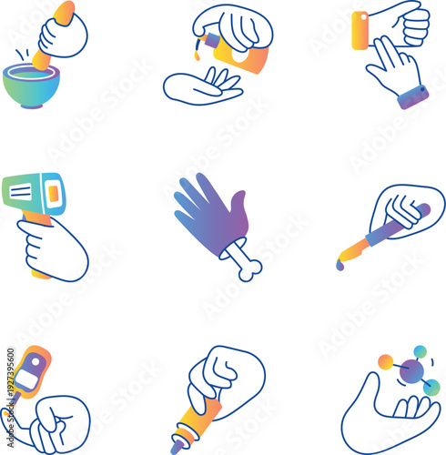 Set of Healthcare Doodle Style Icons 