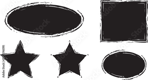 Big collection of black paint, ink brush strokes, brushes, lines, grungy. Dirty artistic design elements, boxes, frames. Vector illustration. Isolated on white background.