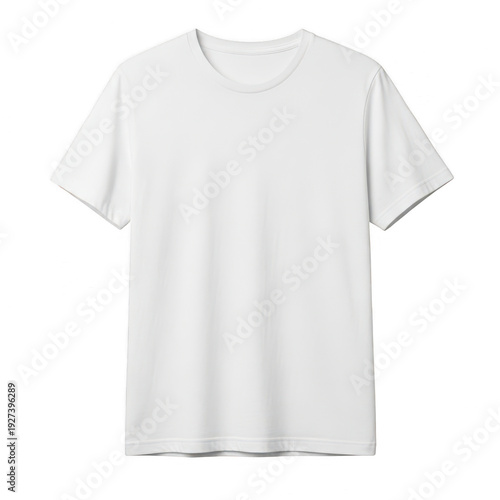 Simple white crew neck t-shirt isolated on transparent background