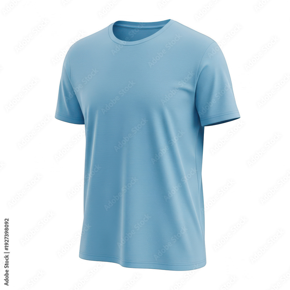 Naklejka premium Light blue solid crew neck t-shirt for men isolated on transparent background