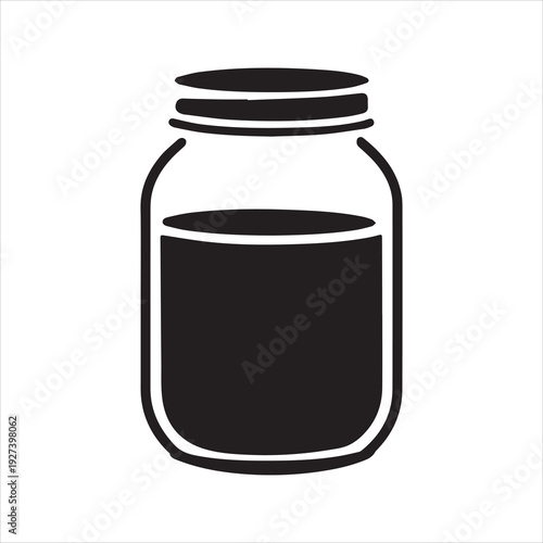 Mason Jar Silhouette Icon – Minimal Food Storage Vector Illustration